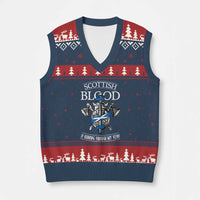 Scottish Blood Running Through My Veins V-Neck Knit Sweater Vest Viking Axe and Sword Heritage - Wonder Print Shop