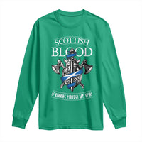 Scottish Blood Running Through My Veins Long Sleeve Shirt Viking Axe and Sword Heritage - Wonder Print Shop
