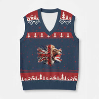 Roaring British Lion Flag V-Neck Knit Sweater Vest Union Jack UK Pride - Wonder Print Shop