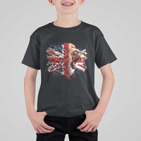 Roaring British Lion Flag T Shirt For Kid Union Jack UK Pride - Wonder Print Shop
