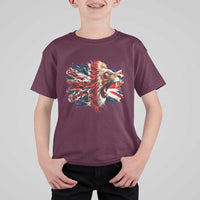 Roaring British Lion Flag T Shirt For Kid Union Jack UK Pride - Wonder Print Shop