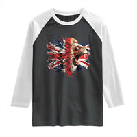 Roaring British Lion Flag Raglan Shirt Union Jack UK Pride - Wonder Print Shop