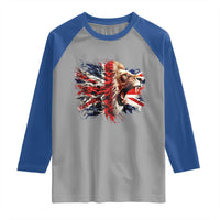 Roaring British Lion Flag Raglan Shirt Union Jack UK Pride - Wonder Print Shop