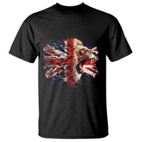 Roaring British Lion Flag T Shirt Union Jack UK Pride - Wonder Print Shop