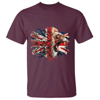 Roaring British Lion Flag T Shirt Union Jack UK Pride - Wonder Print Shop
