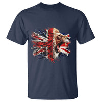 Roaring British Lion Flag T Shirt Union Jack UK Pride - Wonder Print Shop