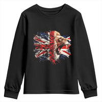Roaring British Lion Flag Youth Sweatshirt Union Jack UK Pride - Wonder Print Shop