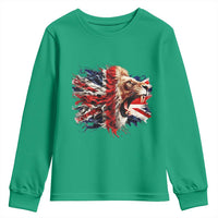 Roaring British Lion Flag Youth Sweatshirt Union Jack UK Pride - Wonder Print Shop