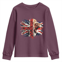 Roaring British Lion Flag Youth Sweatshirt Union Jack UK Pride - Wonder Print Shop