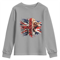 Roaring British Lion Flag Youth Sweatshirt Union Jack UK Pride - Wonder Print Shop