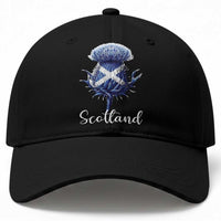 Scotland Thistle Floral Emblem Saltire Flag Baseball Cap Patriotic Scottish Heritage