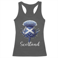 Scotland Thistle Floral Emblem Saltire Flag Racerback Tank Top Patriotic Scottish Heritage