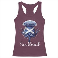 Scotland Thistle Floral Emblem Saltire Flag Racerback Tank Top Patriotic Scottish Heritage