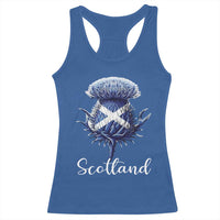 Scotland Thistle Floral Emblem Saltire Flag Racerback Tank Top Patriotic Scottish Heritage