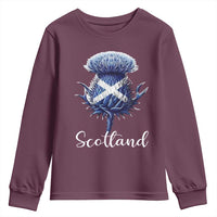 Scotland Thistle Floral Emblem Saltire Flag Youth Sweatshirt Patriotic Scottish Heritage