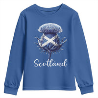 Scotland Thistle Floral Emblem Saltire Flag Youth Sweatshirt Patriotic Scottish Heritage