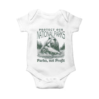 Protect Our National Parks Baby Onesie Parks Not Profits Retro Bear Nature Graphic