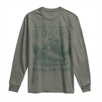 Protect Our National Parks Long Sleeve Shirt Parks Not Profits Retro Bear Nature Graphic