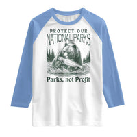 Protect Our National Parks Raglan Shirt Parks Not Profits Retro Bear Nature Graphic