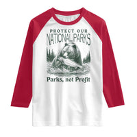 Protect Our National Parks Raglan Shirt Parks Not Profits Retro Bear Nature Graphic