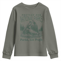 Protect Our National Parks Youth Sweatshirt Parks Not Profits Retro Bear Nature Graphic