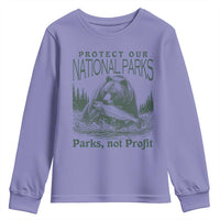 Protect Our National Parks Youth Sweatshirt Parks Not Profits Retro Bear Nature Graphic
