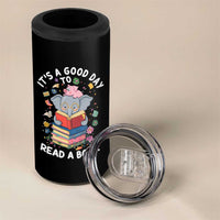 Its A Good Day To Read Book 4 in 1 Can Cooler Tumbler Cute Elephant Reading Across America