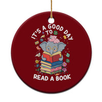 Its A Good Day To Read Book Ceramic Ornament Cute Elephant Reading Across America - Wonder Print Shop