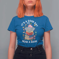 Its A Good Day To Read Book T Shirt For Women Cute Elephant Reading Across America