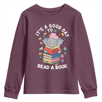Its A Good Day To Read Book Youth Sweatshirt Cute Elephant Reading Across America