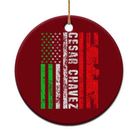 Cesar Chavez Ceramic Ornament American Mexican Flag Patriotic Mexico Distressed - Wonder Print Shop