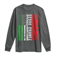 Cesar Chavez Long Sleeve Shirt American Mexican Flag Patriotic Mexico Distressed