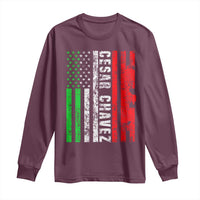 Cesar Chavez Long Sleeve Shirt American Mexican Flag Patriotic Mexico Distressed