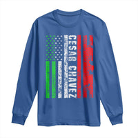 Cesar Chavez Long Sleeve Shirt American Mexican Flag Patriotic Mexico Distressed