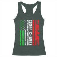 Cesar Chavez Racerback Tank Top American Mexican Flag Patriotic Mexico Distressed