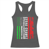 Cesar Chavez Racerback Tank Top American Mexican Flag Patriotic Mexico Distressed