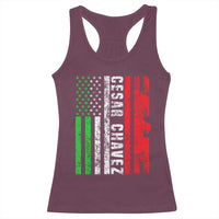 Cesar Chavez Racerback Tank Top American Mexican Flag Patriotic Mexico Distressed