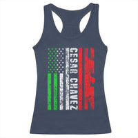 Cesar Chavez Racerback Tank Top American Mexican Flag Patriotic Mexico Distressed