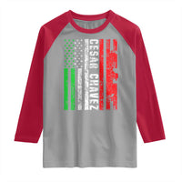 Cesar Chavez Raglan Shirt American Mexican Flag Patriotic Mexico Distressed