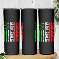 Cesar Chavez Skinny Tumbler American Mexican Flag Patriotic Mexico Distressed