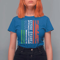 Cesar Chavez T Shirt For Women American Mexican Flag Patriotic Mexico Distressed