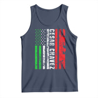 Cesar Chavez Tank Top American Mexican Flag Patriotic Mexico Distressed
