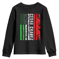 Cesar Chavez Youth Sweatshirt American Mexican Flag Patriotic Mexico Distressed