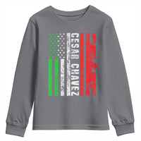 Cesar Chavez Youth Sweatshirt American Mexican Flag Patriotic Mexico Distressed
