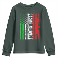Cesar Chavez Youth Sweatshirt American Mexican Flag Patriotic Mexico Distressed