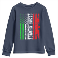 Cesar Chavez Youth Sweatshirt American Mexican Flag Patriotic Mexico Distressed