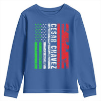 Cesar Chavez Youth Sweatshirt American Mexican Flag Patriotic Mexico Distressed