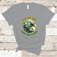 Sport gray Earth Day T-shirt featuring a Save the Bees Save the Planet circular graphic