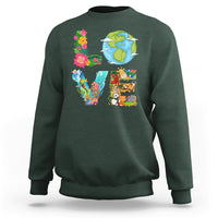 Earth Day Sweatshirt Peace Love Earth Love Your Mother Go Planet Ocean Wildlife Protection - Wonder Print Shop