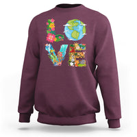 Earth Day Sweatshirt Peace Love Earth Love Your Mother Go Planet Ocean Wildlife Protection - Wonder Print Shop